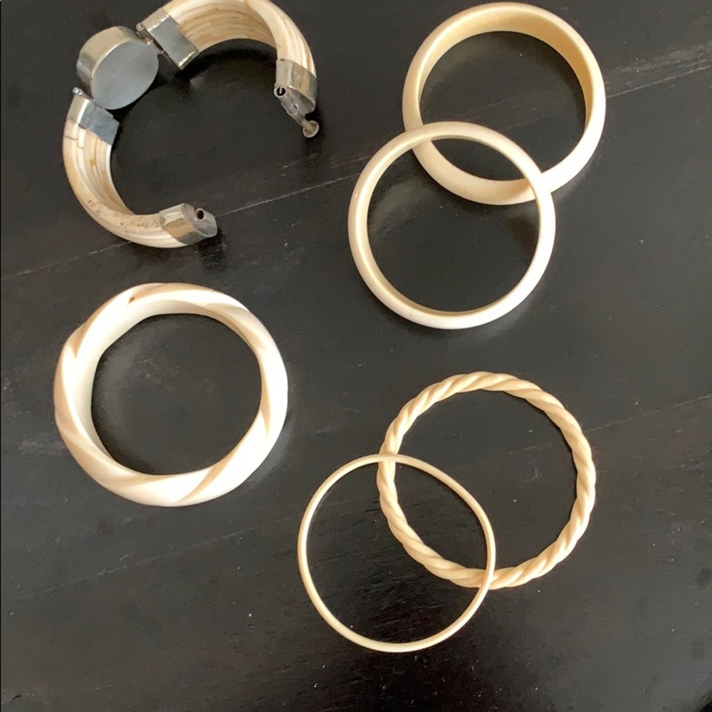 SET OF 6 LOVELY ASSORTED IVORY BRACELETS